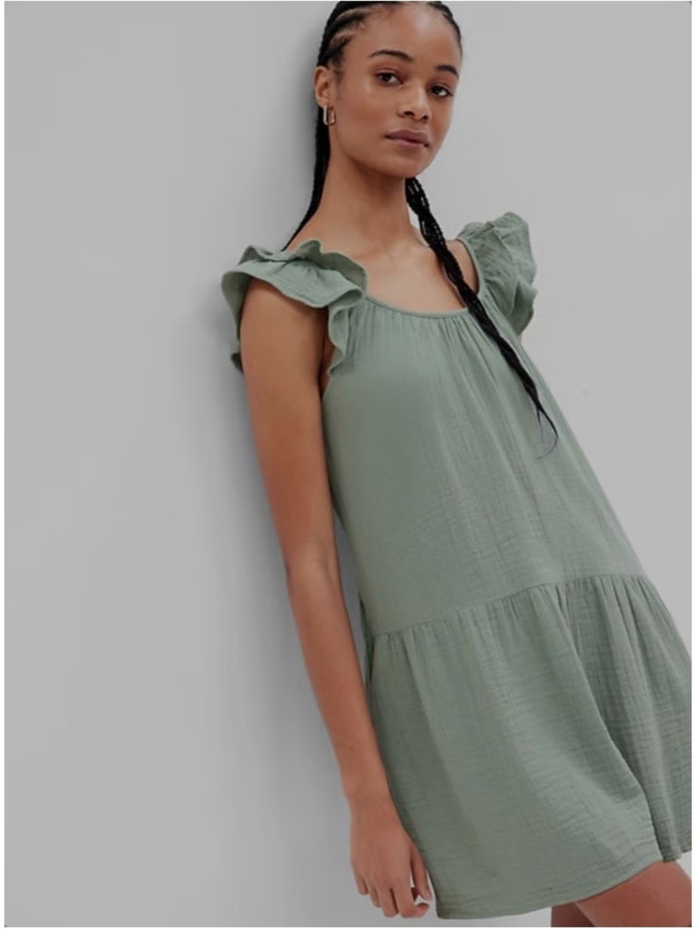 GAP Women's Sage Green Ruffle Sleeve dress